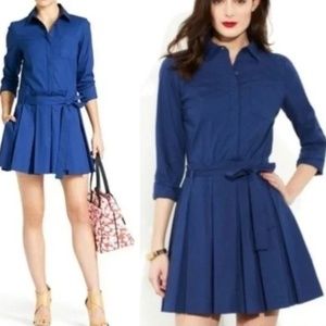 DIANE VON FURSTENBERG Montana Shirt Dress Royal Blue Long Sleeve Mini NO BELT